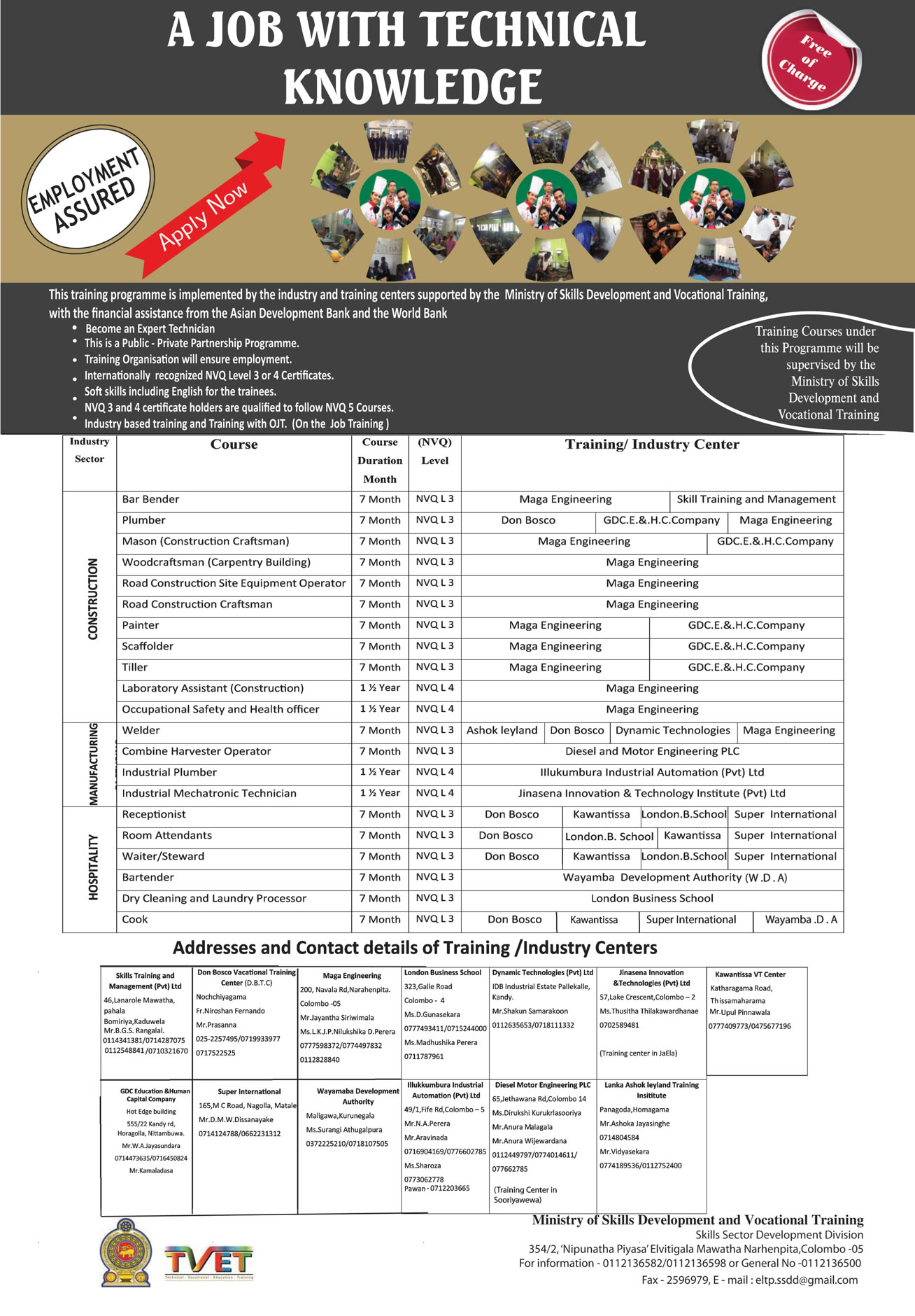 Training courses - Ministry of Skills Development & Vocational Training 